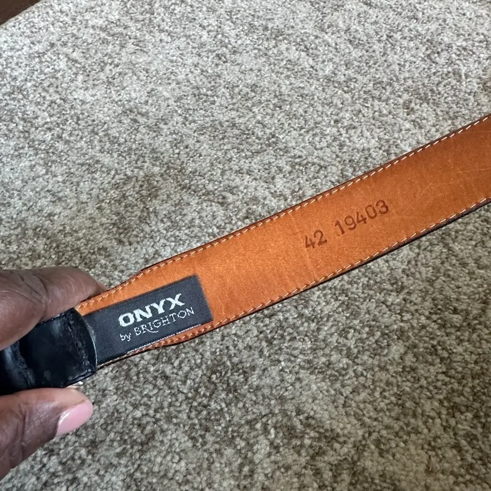 Onyx by Brighton Black Leather Belt 42 (19403)